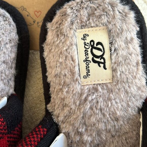 Dearfoams “Mama Bear” Buffalo Check Clog Slippers NWT Cozy Gift 🐻 - Picture 7 of 12